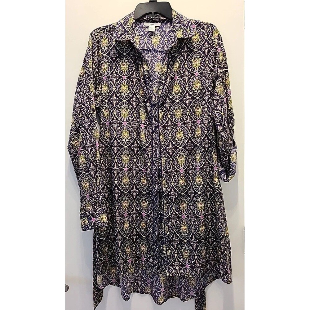 bar III Womens Flounce Shirt Dress Paisley Work Casual lrg
